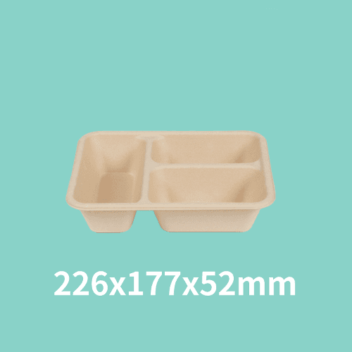 대나무 도시락 펄프용기 3구(800ml) 500개
