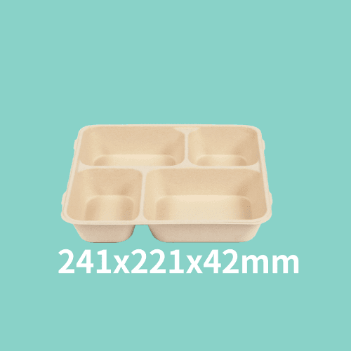 대나무 도시락 펄프용기 4구(1340ml) 250개