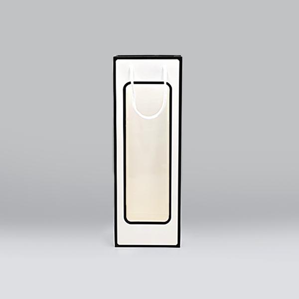 투명창와인쇼핑백 보틀형1호(12X12X28cm) 블랙앤화이트